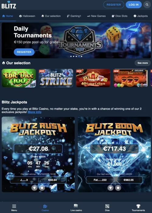 Premium online casino hoofdpagina met live dealers en VIP tafelspellen